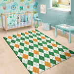 St Patrick's Day Argyle Pattern Print Area Rug