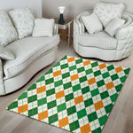 St Patrick's Day Argyle Pattern Print Area Rug