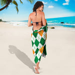 St Patrick's Day Argyle Pattern Print Beach Sarong Wrap