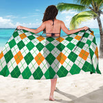 St Patrick's Day Argyle Pattern Print Beach Sarong Wrap