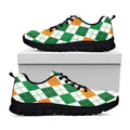 St Patrick's Day Argyle Pattern Print Black Running Shoes