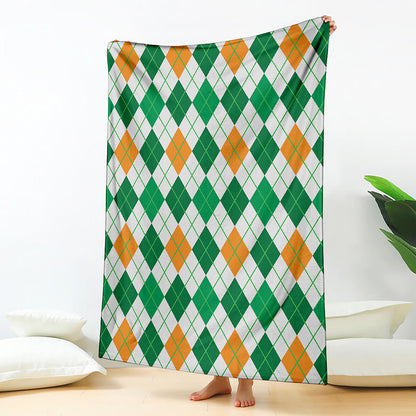 St Patrick's Day Argyle Pattern Print Blanket