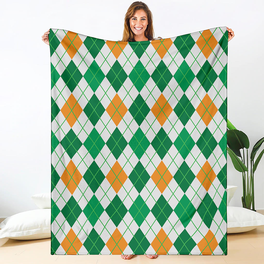 St Patrick's Day Argyle Pattern Print Blanket
