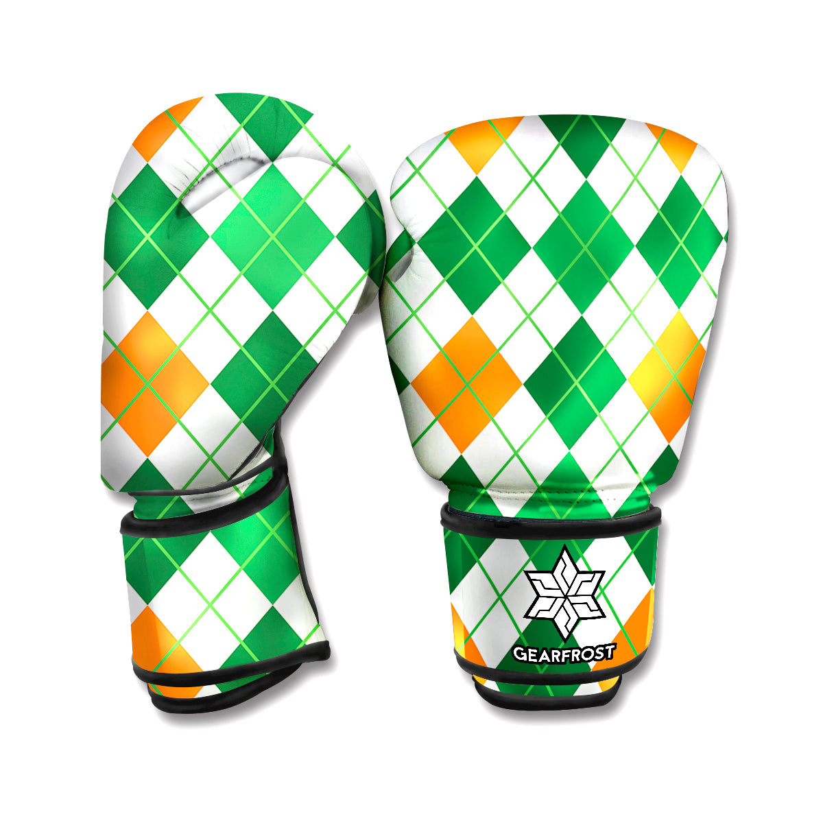 St Patrick's Day Argyle Pattern Print Boxing Gloves