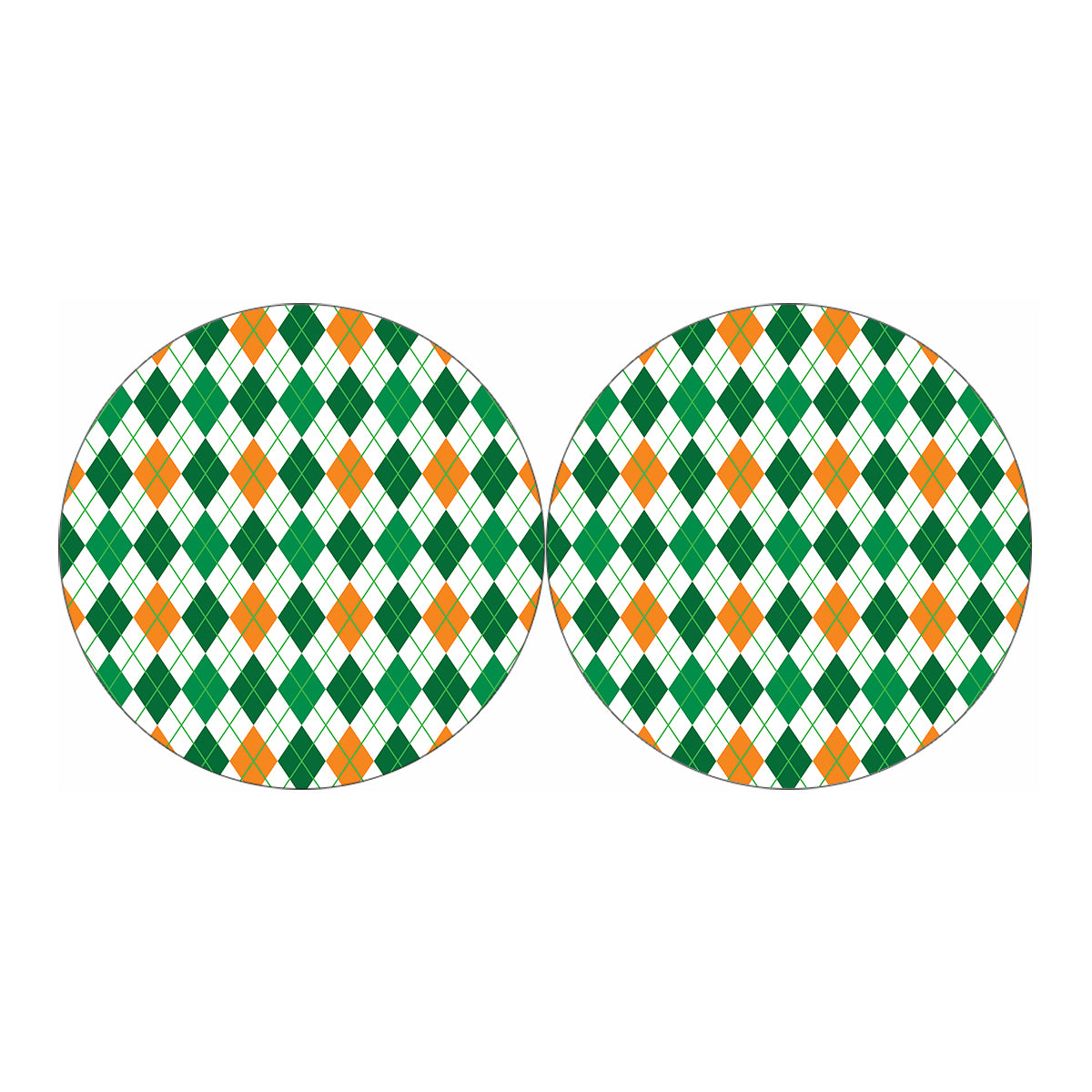 St Patrick's Day Argyle Pattern Print Car Coasters