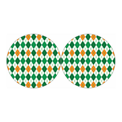 St Patrick's Day Argyle Pattern Print Car Coasters