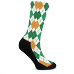St Patrick's Day Argyle Pattern Print Crew Socks