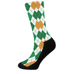 St Patrick's Day Argyle Pattern Print Crew Socks