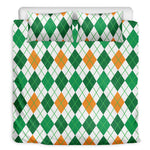 St Patrick's Day Argyle Pattern Print Duvet Cover Bedding Set