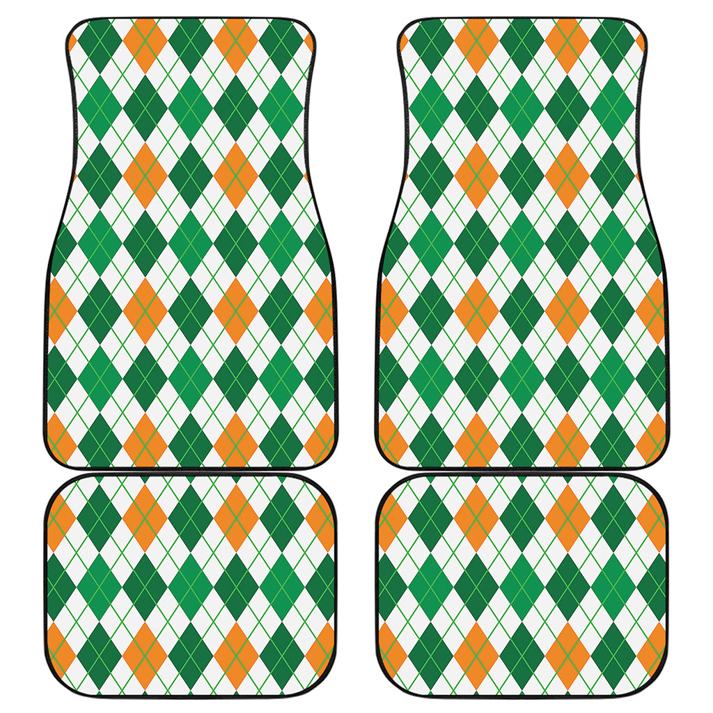 St Patrick's Day Argyle Pattern Print Front and Back Car Floor Mats