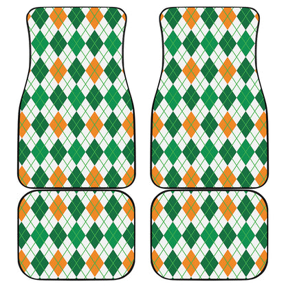 St Patrick's Day Argyle Pattern Print Front and Back Car Floor Mats