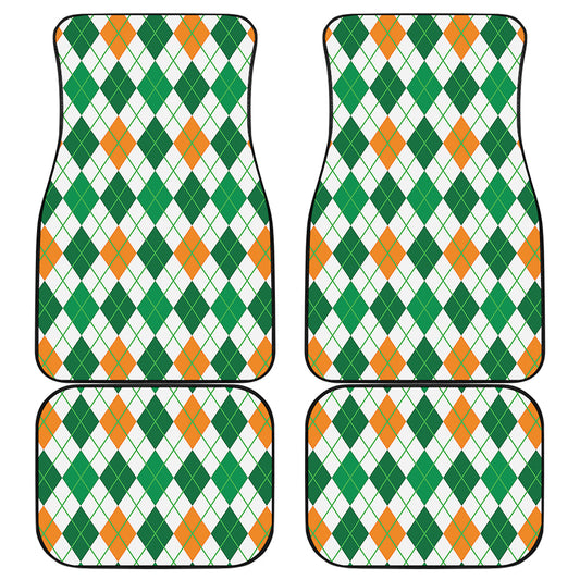 St Patrick's Day Argyle Pattern Print Front and Back Car Floor Mats