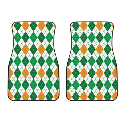 St Patrick's Day Argyle Pattern Print Front Car Floor Mats