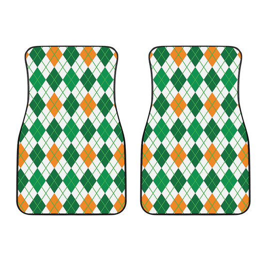 St Patrick's Day Argyle Pattern Print Front Car Floor Mats