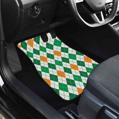 St Patrick's Day Argyle Pattern Print Front Car Floor Mats
