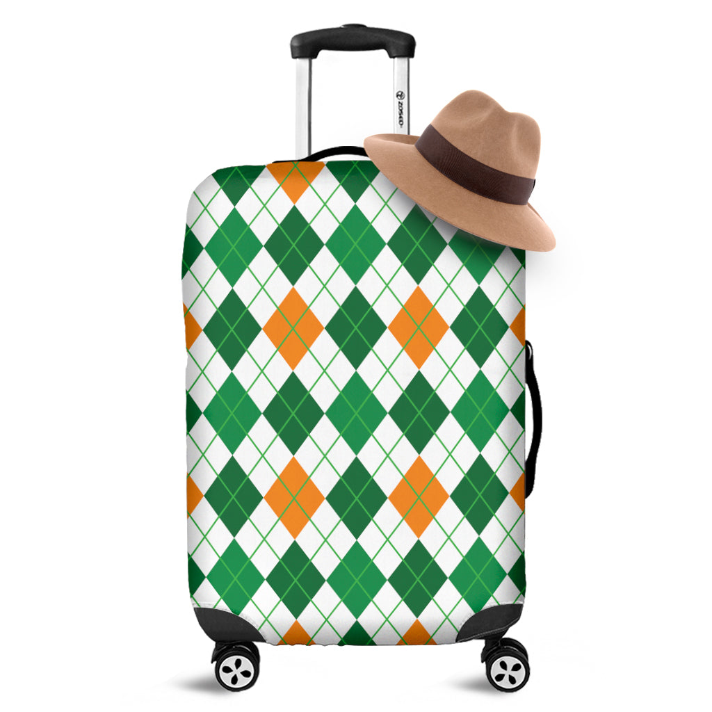St Patrick's Day Argyle Pattern Print Luggage Cover
