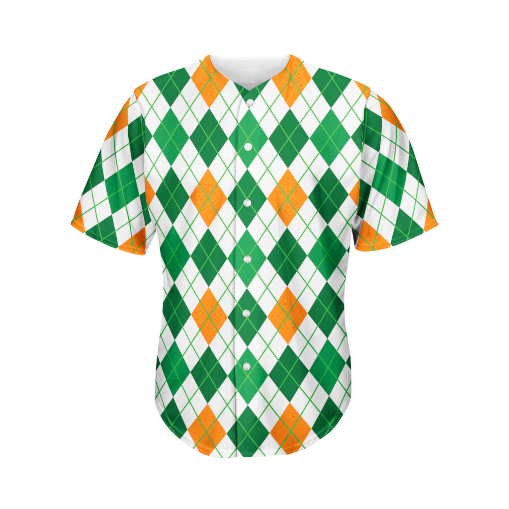 St Patrick's Day Argyle Pattern Print Men's Baseball Jersey