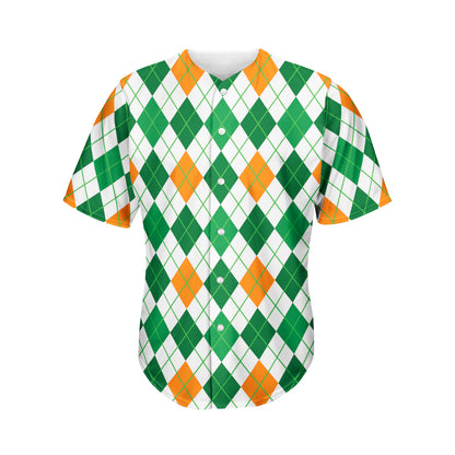 St Patrick's Day Argyle Pattern Print Men's Baseball Jersey