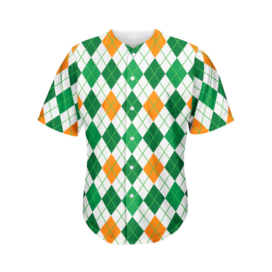 St Patrick's Day Argyle Pattern Print Men's Baseball Jersey