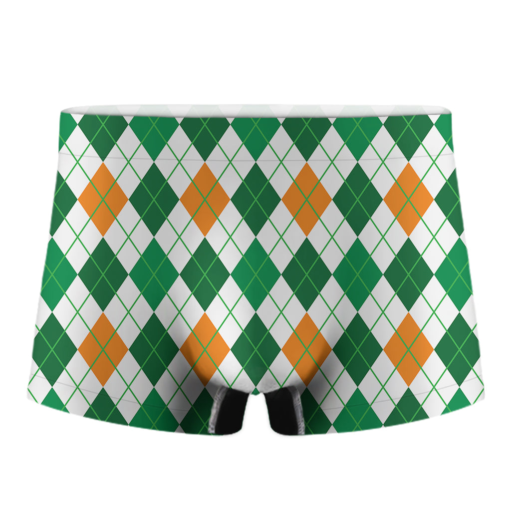 St Patrick's Day Argyle Pattern Print Men's Boxer Briefs