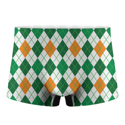 St Patrick's Day Argyle Pattern Print Men's Boxer Briefs