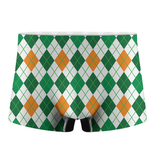 St Patrick's Day Argyle Pattern Print Men's Boxer Briefs