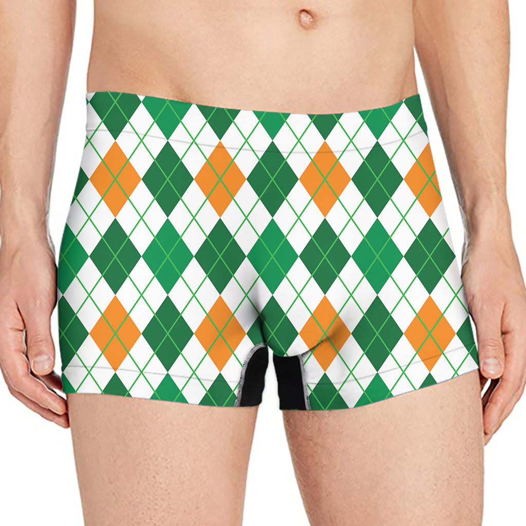 St Patrick's Day Argyle Pattern Print Men's Boxer Briefs