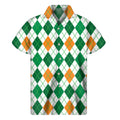 St Patrick's Day Argyle Pattern Print Men's Short Sleeve Shirt