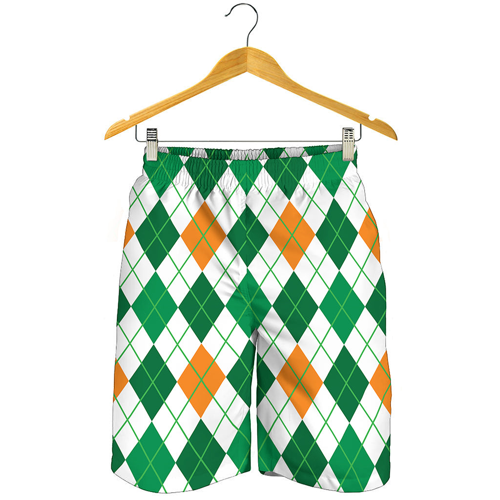 St Patrick's Day Argyle Pattern Print Men's Shorts