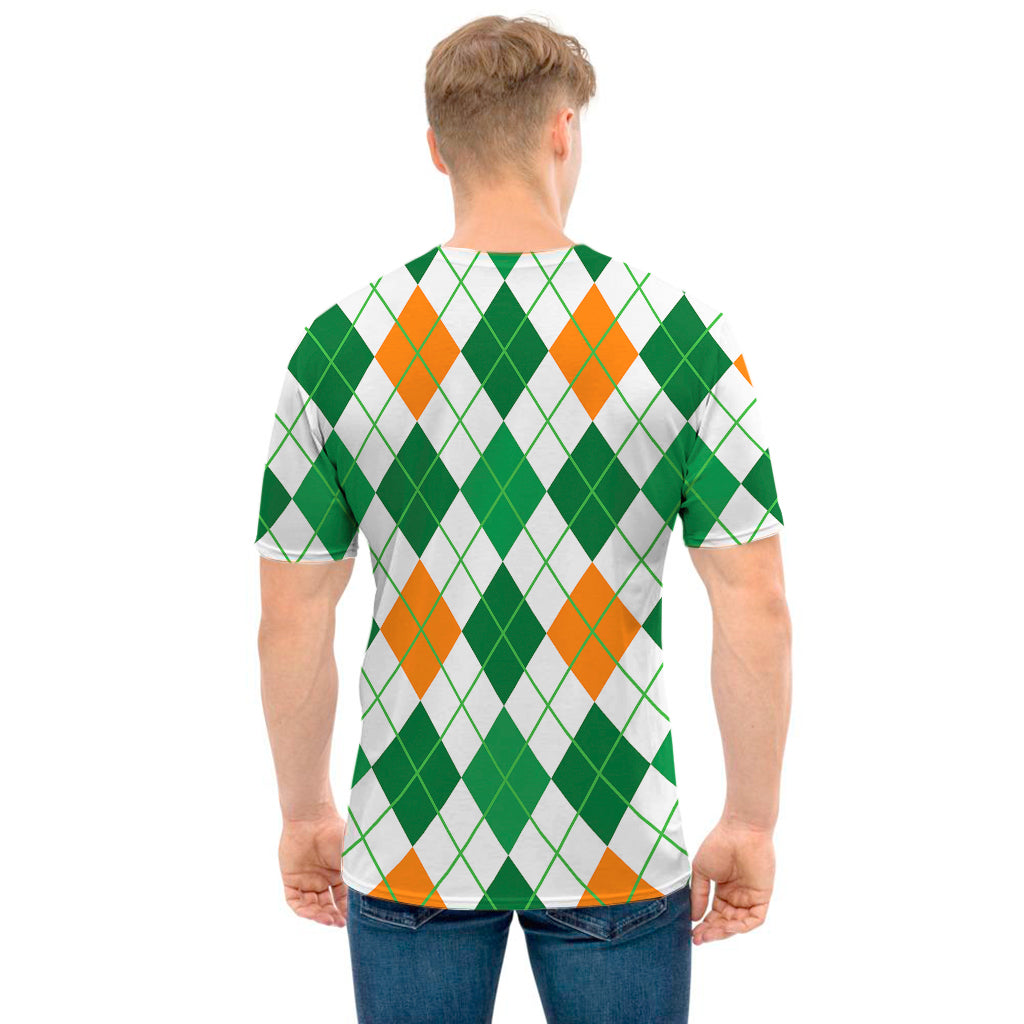 St Patrick's Day Argyle Pattern Print Men's T-Shirt