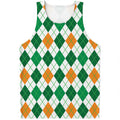St Patrick's Day Argyle Pattern Print Men's Tank Top