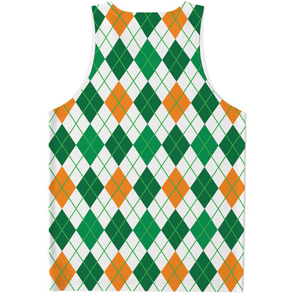 St Patrick's Day Argyle Pattern Print Men's Tank Top