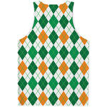 St Patrick's Day Argyle Pattern Print Men's Tank Top