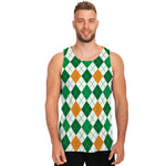 St Patrick's Day Argyle Pattern Print Men's Tank Top
