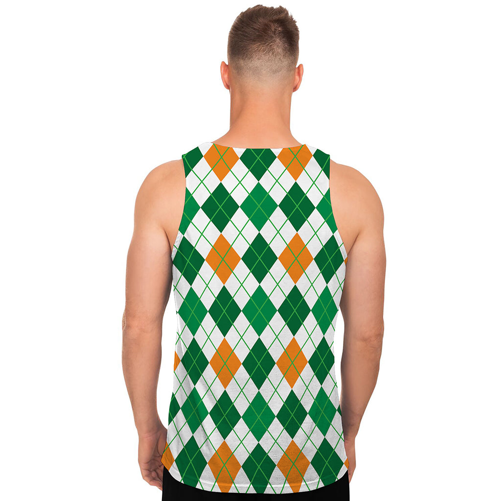St Patrick's Day Argyle Pattern Print Men's Tank Top