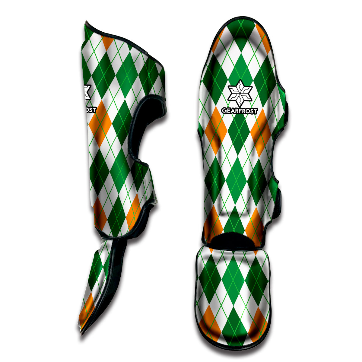 St Patrick's Day Argyle Pattern Print Muay Thai Shin Guard