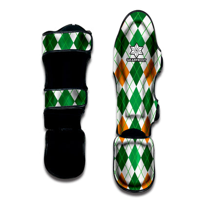St Patrick's Day Argyle Pattern Print Muay Thai Shin Guard