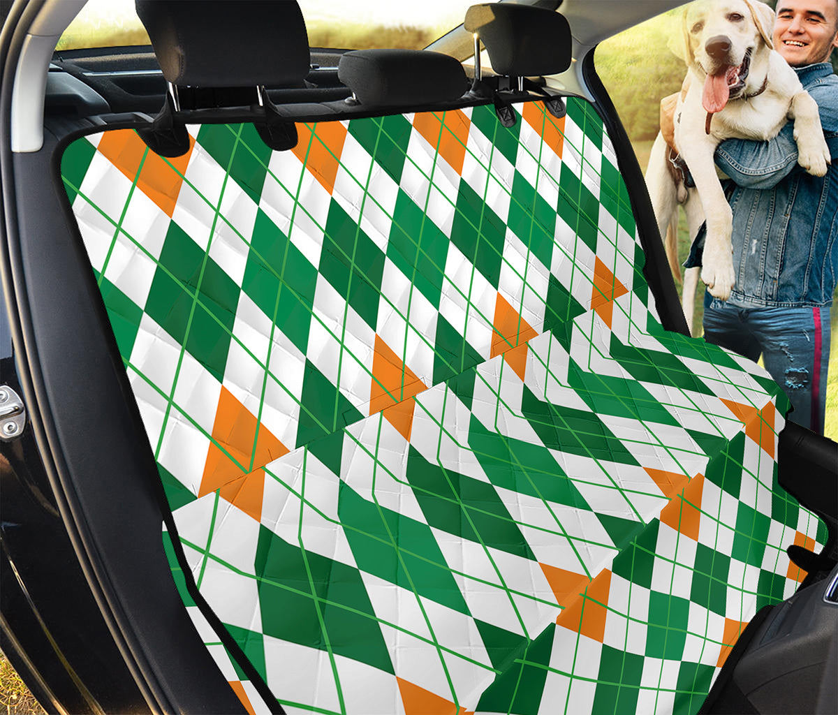 St Patrick's Day Argyle Pattern Print Pet Car Back Seat Cover