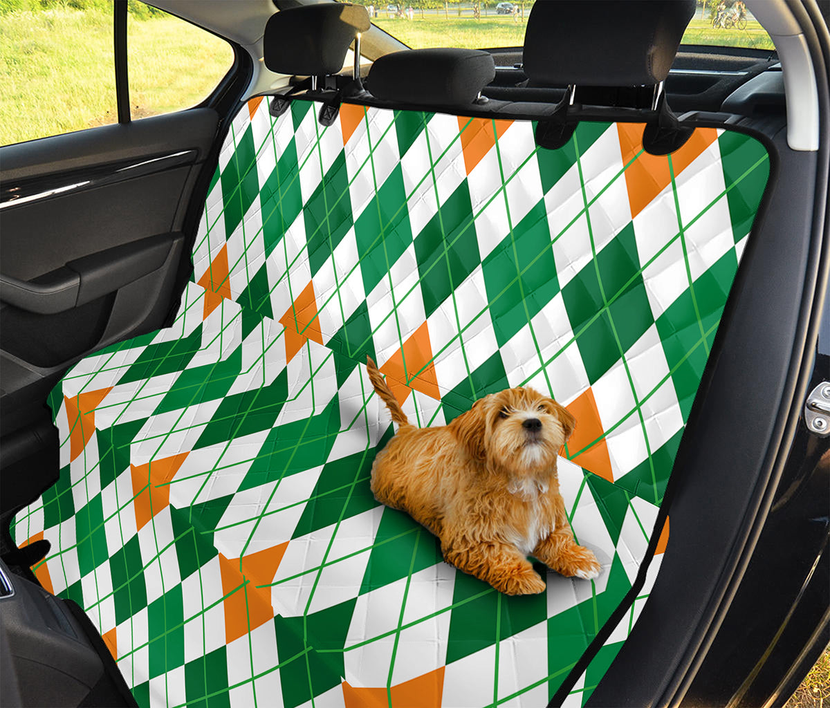St Patrick's Day Argyle Pattern Print Pet Car Back Seat Cover