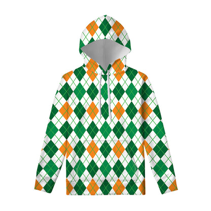 St Patrick's Day Argyle Pattern Print Pullover Hoodie