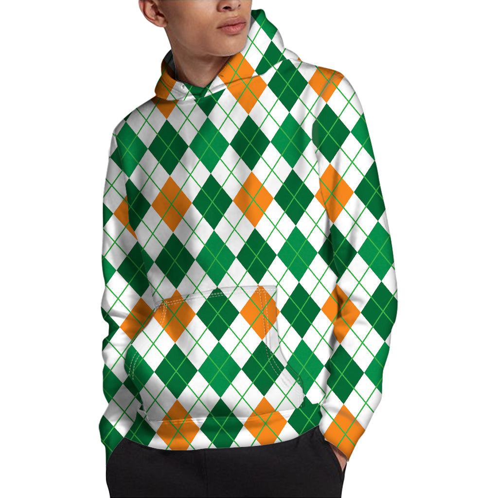 St Patrick's Day Argyle Pattern Print Pullover Hoodie