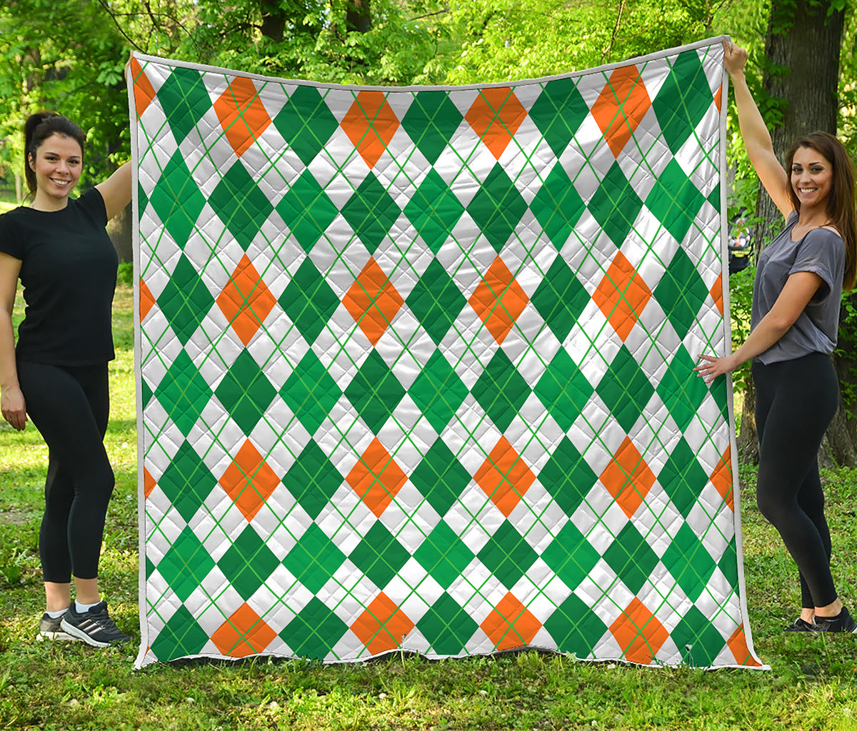 St Patrick's Day Argyle Pattern Print Quilt