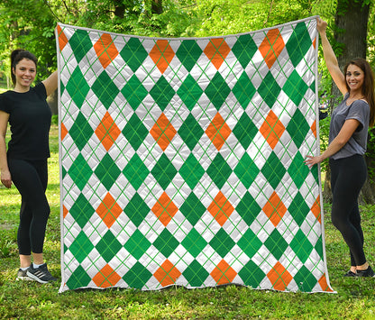 St Patrick's Day Argyle Pattern Print Quilt