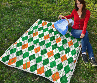 St Patrick's Day Argyle Pattern Print Quilt