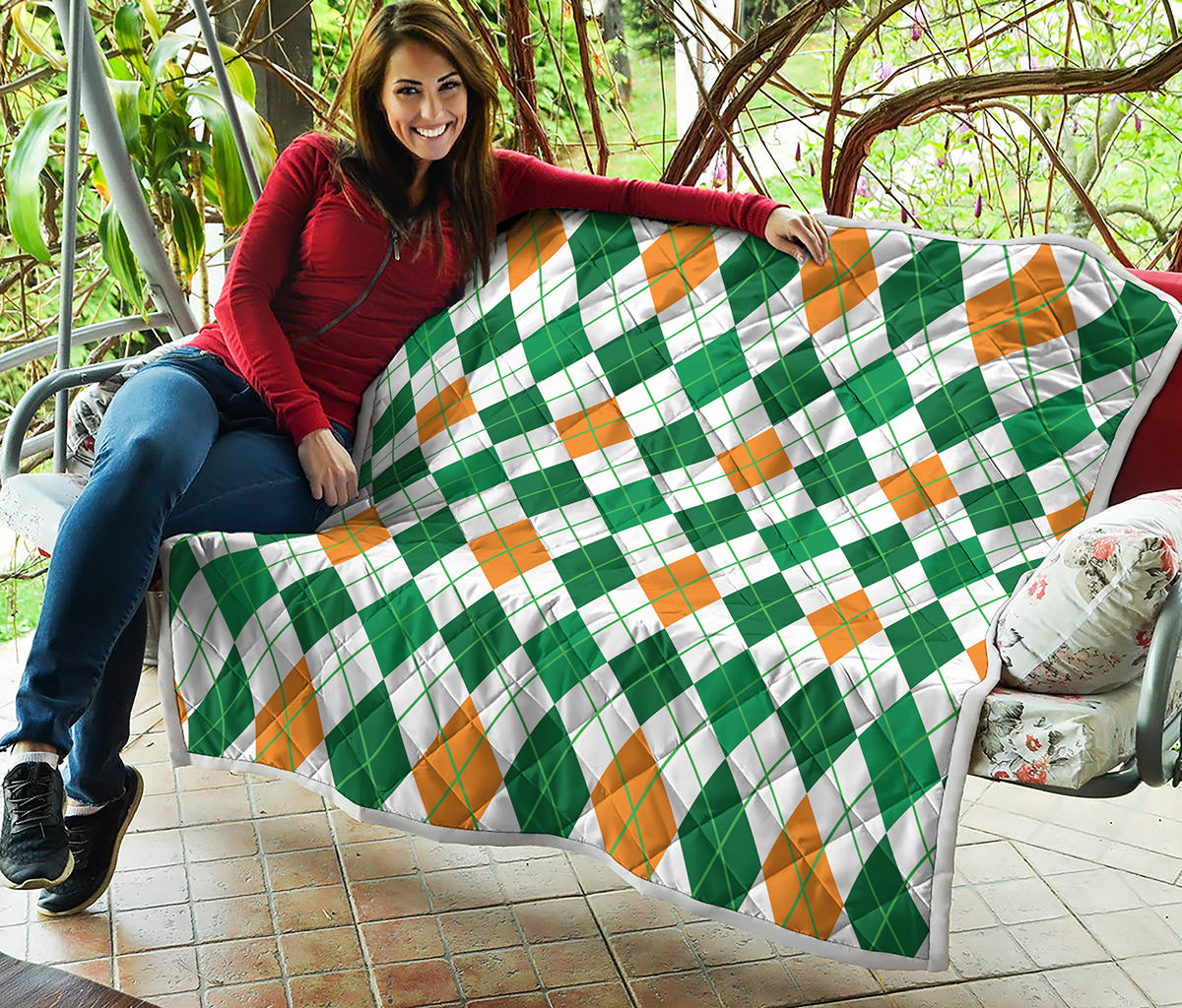 St Patrick's Day Argyle Pattern Print Quilt