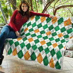 St Patrick's Day Argyle Pattern Print Quilt