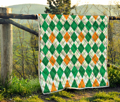 St Patrick's Day Argyle Pattern Print Quilt