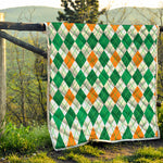 St Patrick's Day Argyle Pattern Print Quilt