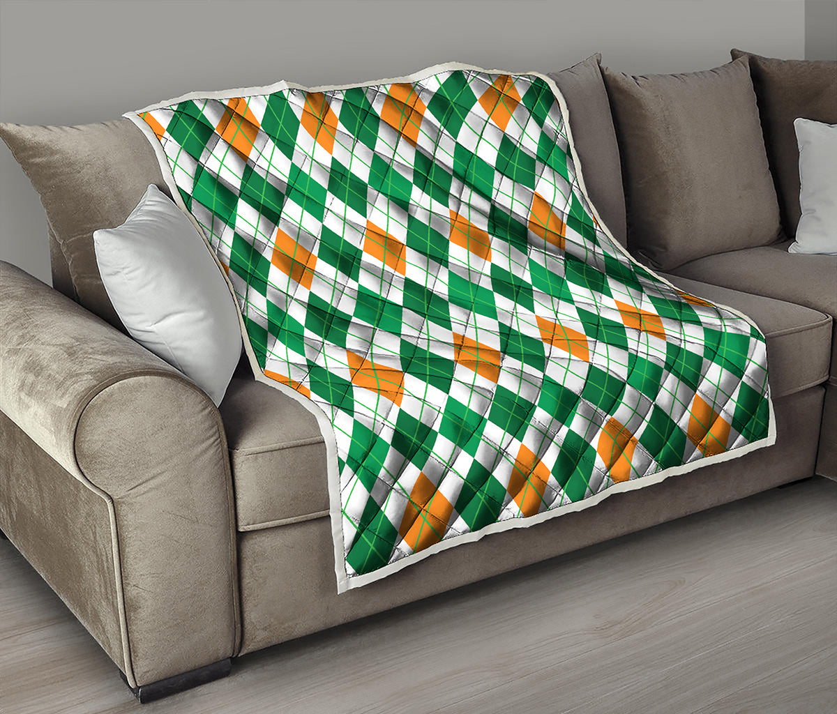 St Patrick's Day Argyle Pattern Print Quilt