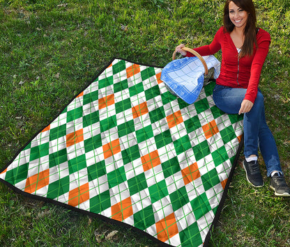 St Patrick's Day Argyle Pattern Print Quilt